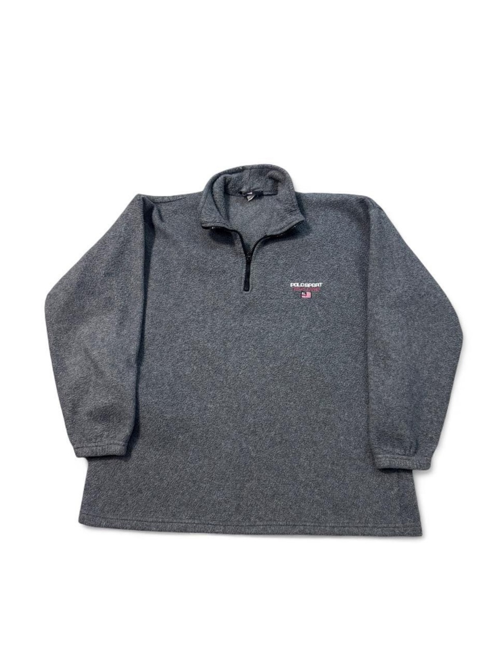 VTG 90s Polo sport Ralph Lauren quarter zip fleece sweatshirt grey L made USA